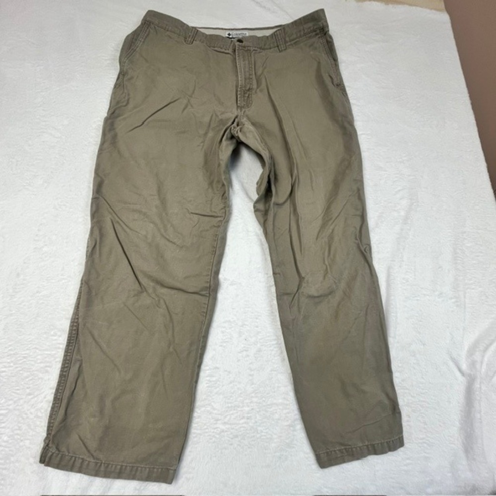 Columbia Mens 38x30 Khaki Cotton Canvas Cargo Utility Pants AM8142 Tan Outdoor